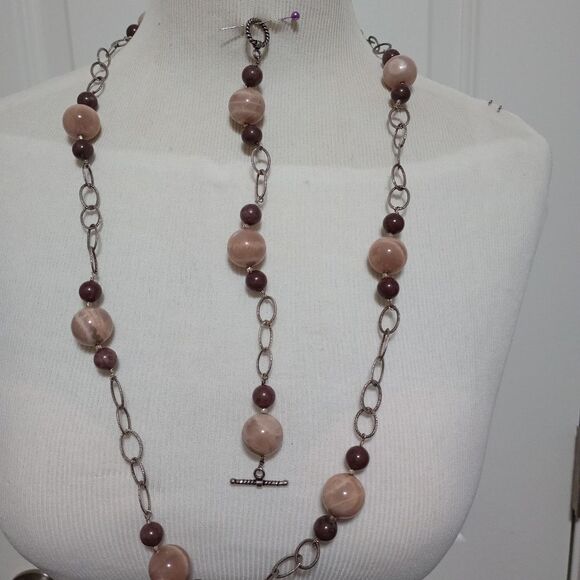 Natural Stone Bead Necklace/bracelet set - Picture 1 of 3